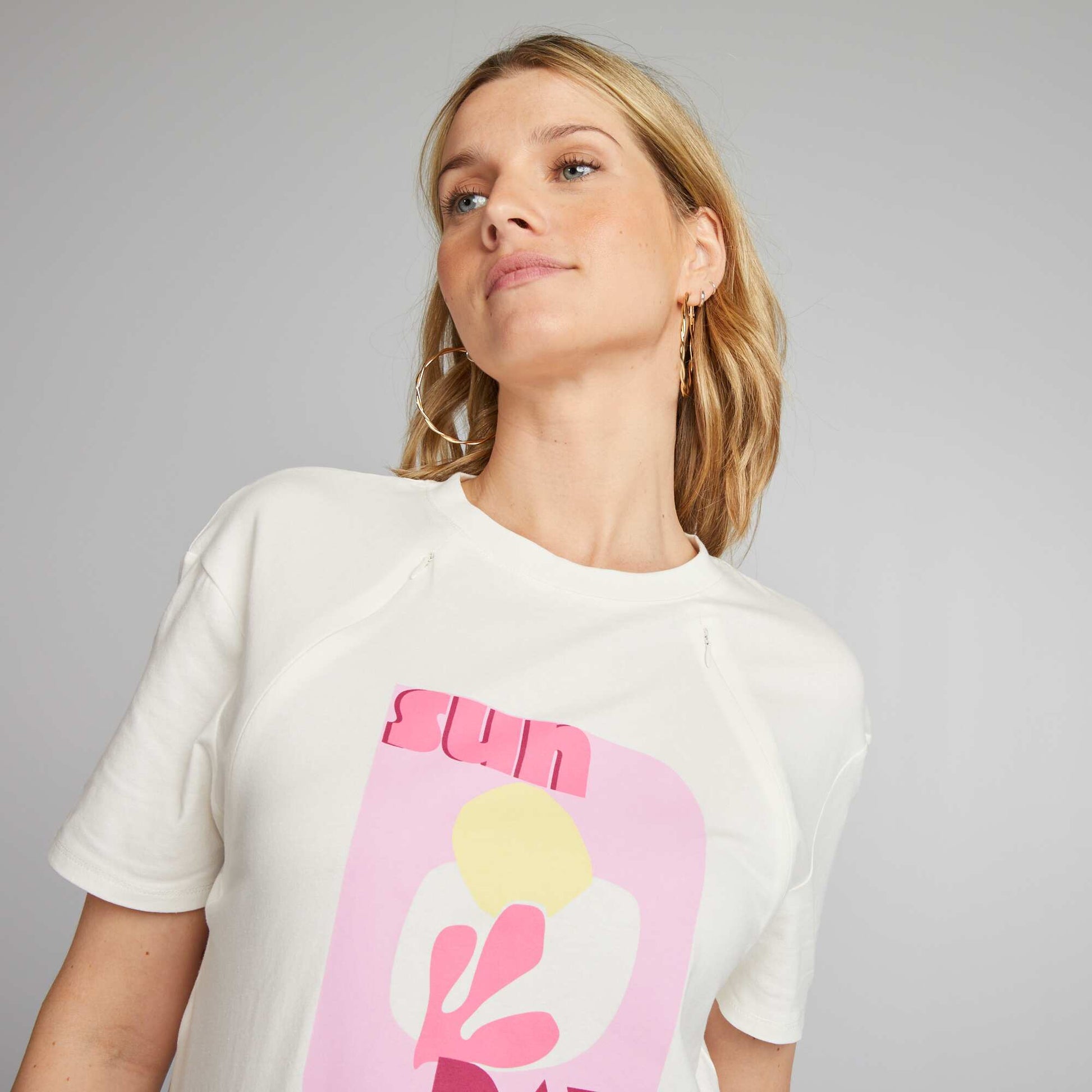T-shirt d'allaitement ouvertures Blanc