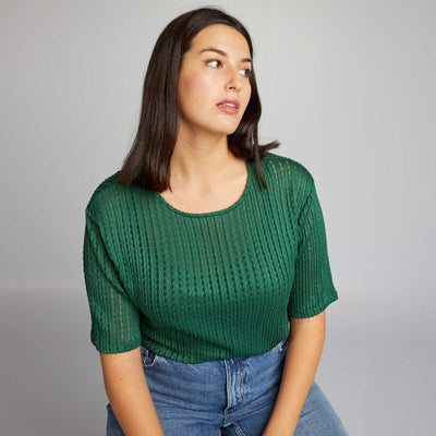 T-shirt en maille pointelle Vert