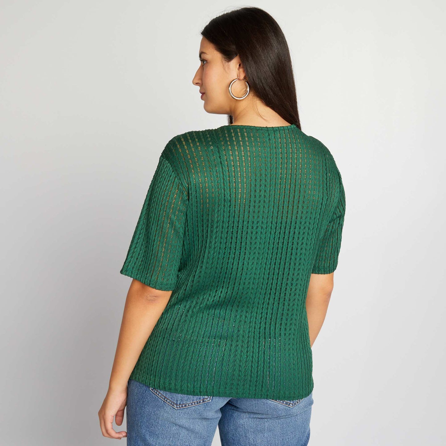 T-shirt en maille pointelle Vert