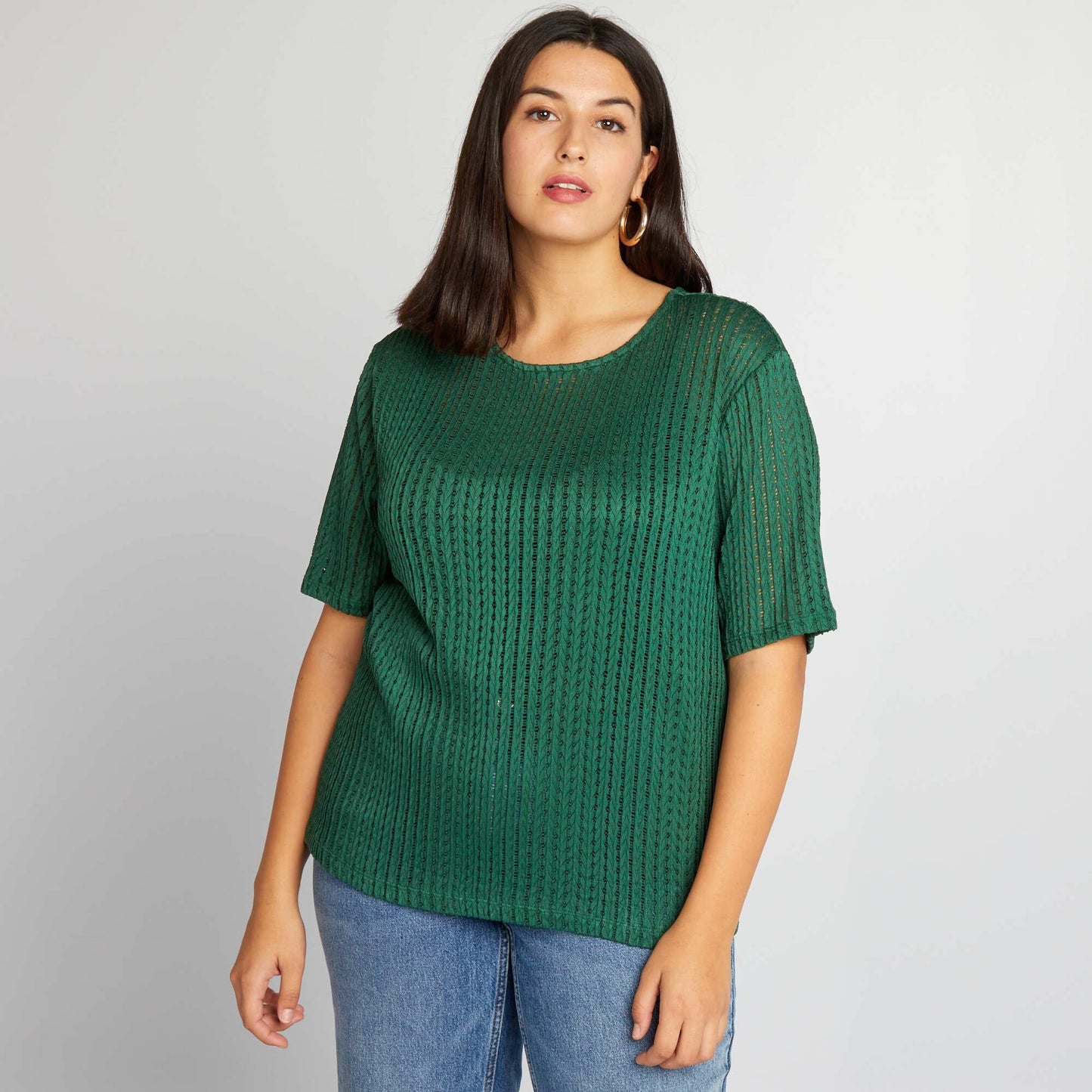 T-shirt en maille pointelle Vert