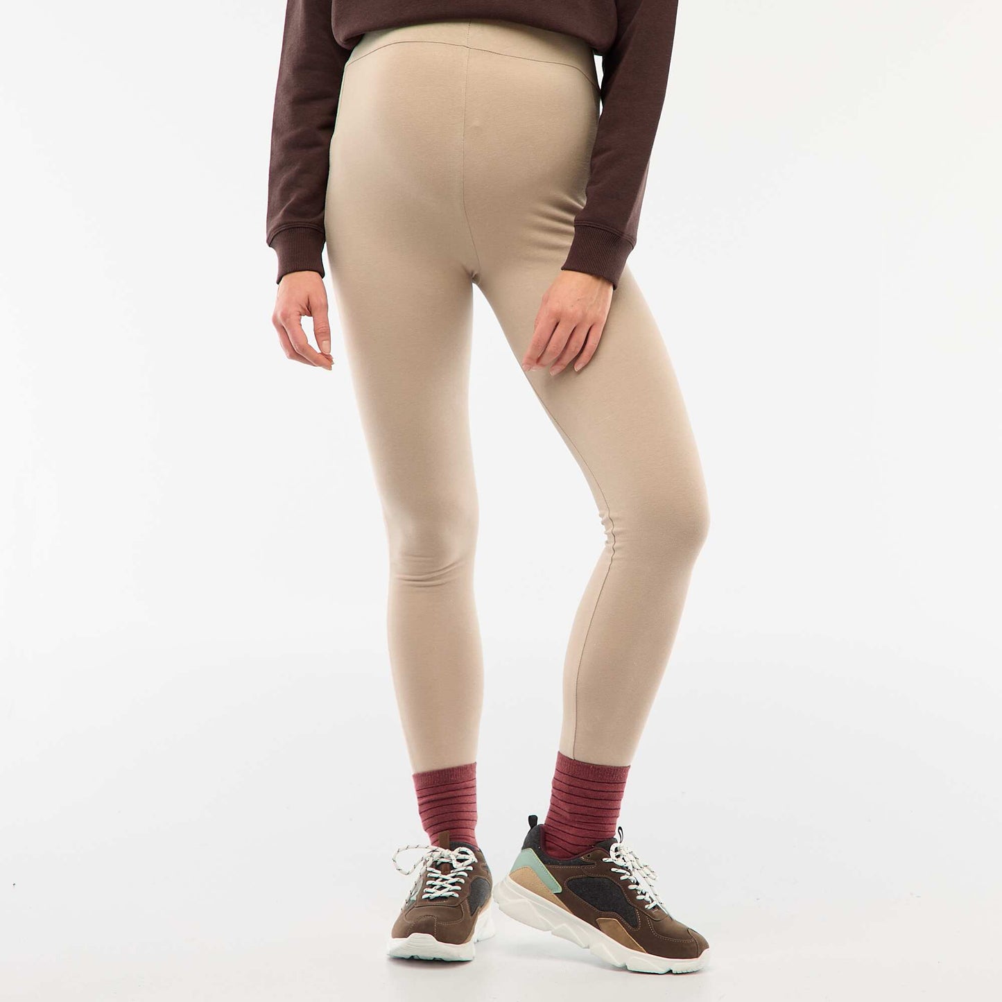 Legging grossesse long en jersey uni BEIGE