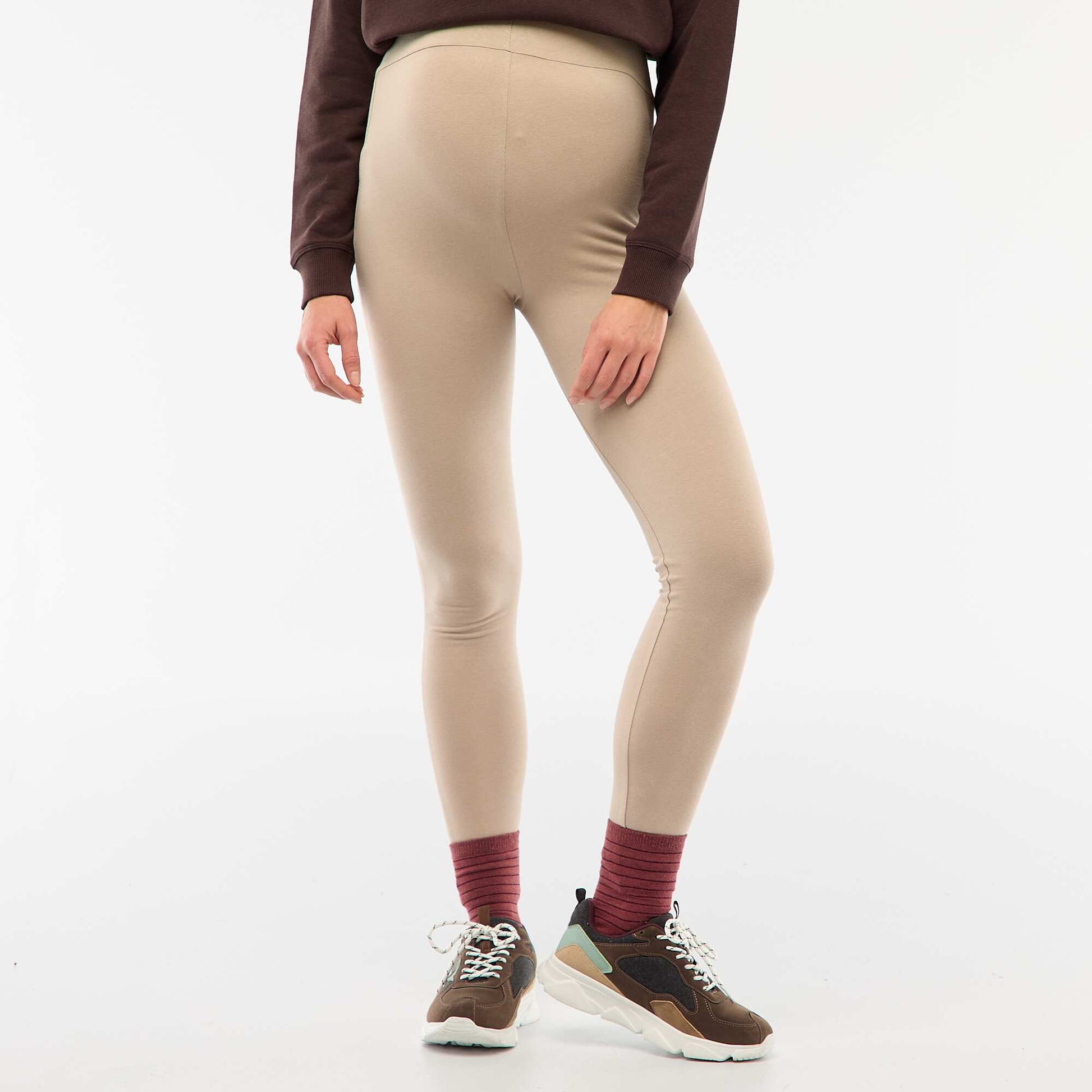 Legging grossesse long en jersey uni BEIGE