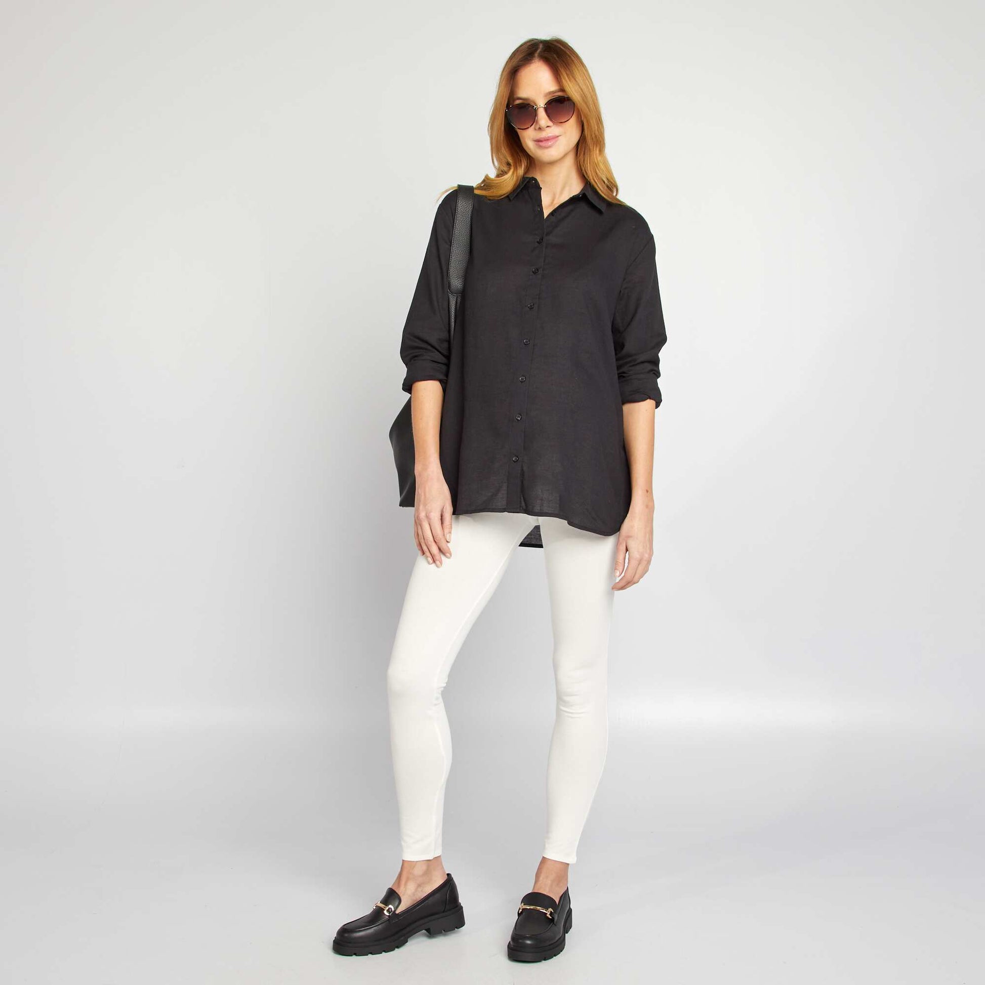 Legging grossesse long en jersey uni BLANC