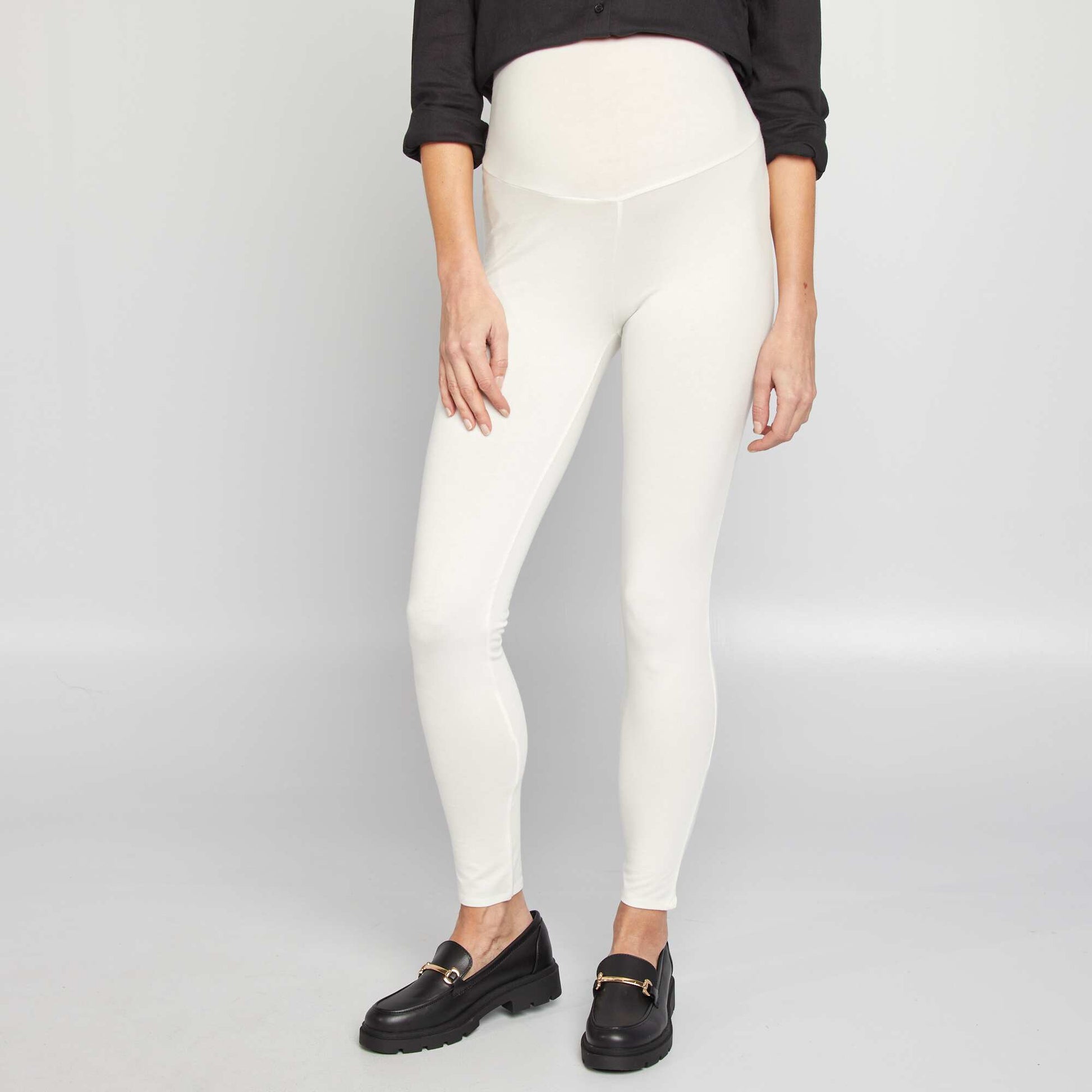 Legging grossesse long en jersey uni BLANC