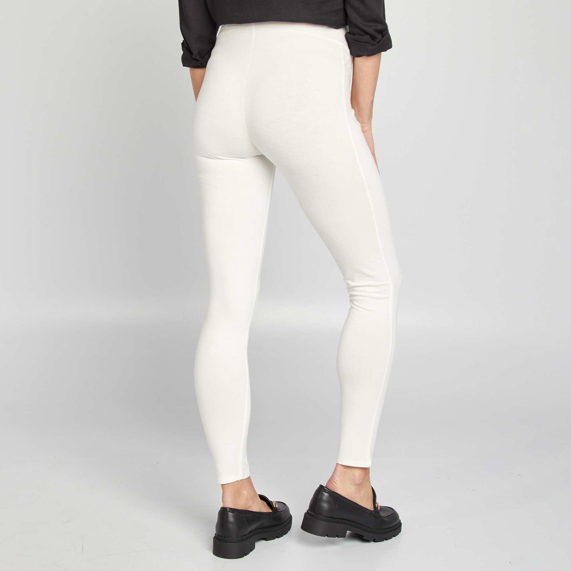 Legging grossesse long en jersey uni BLANC
