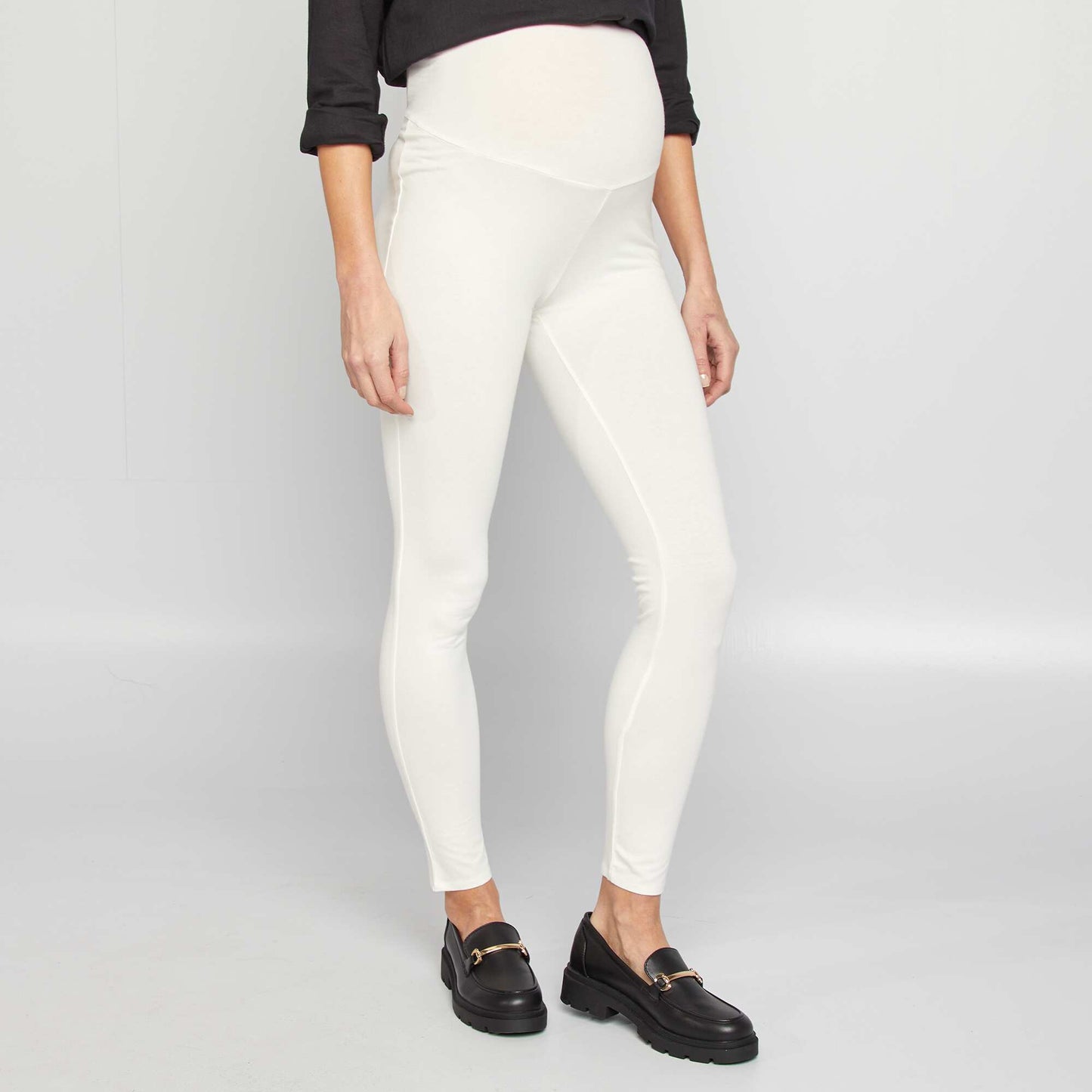 Legging grossesse long en jersey uni BLANC
