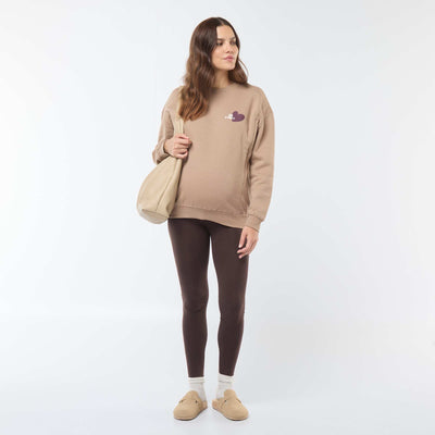 Legging grossesse long en jersey uni MARRON