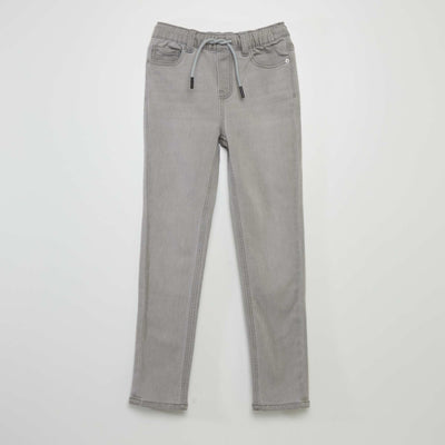 Jean taille lastiqu e avec cordons Gris