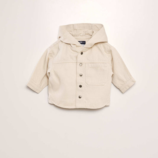 Veste en jean avec col à capuche Blanc