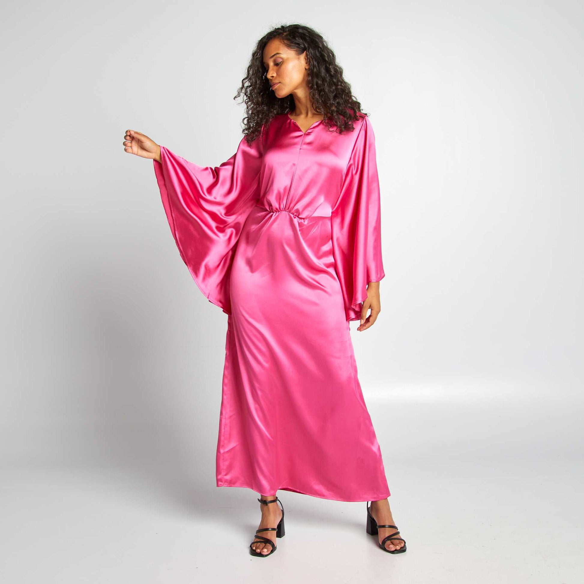 Robe longue satin e Rose - Main Image
