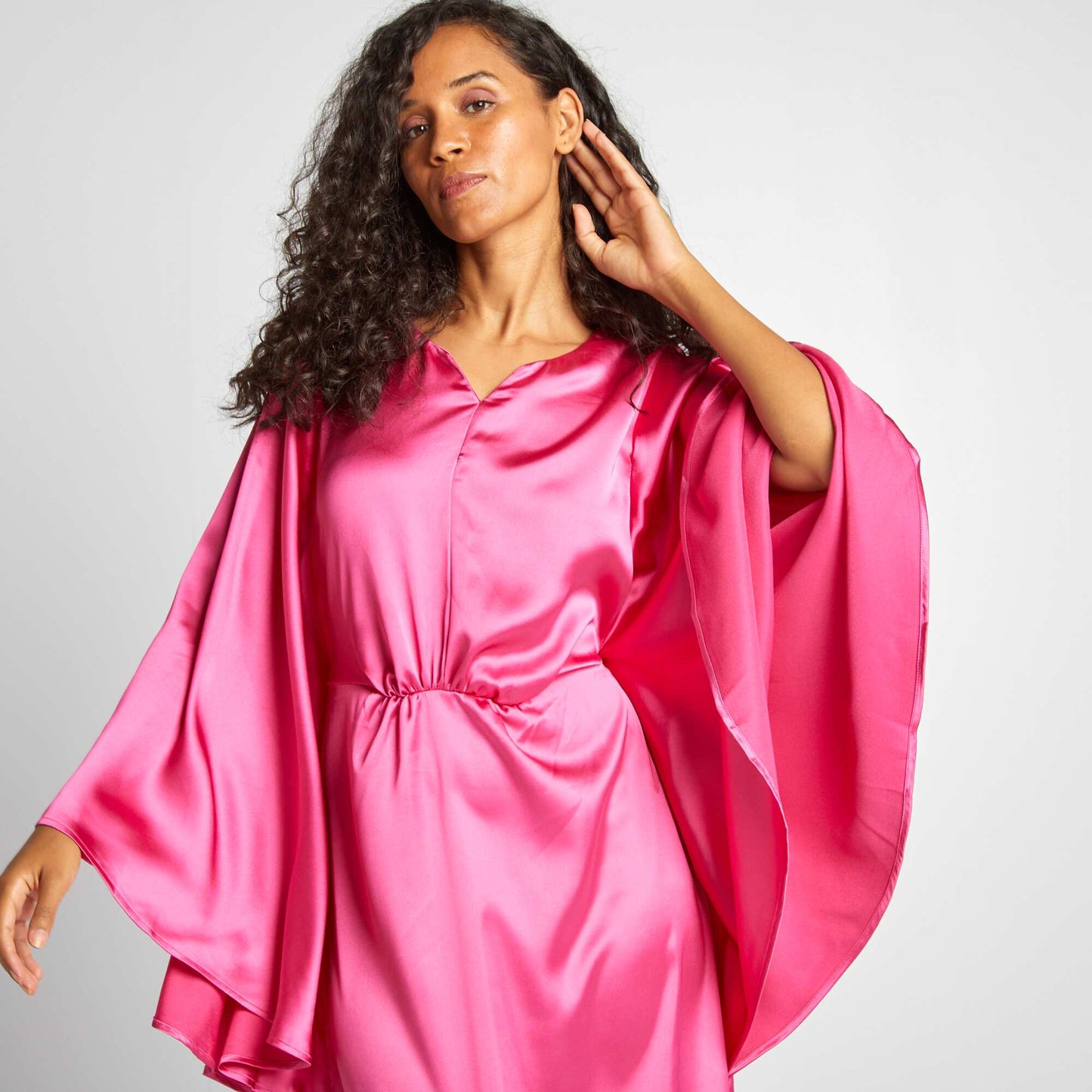 Robe longue satin e Rose