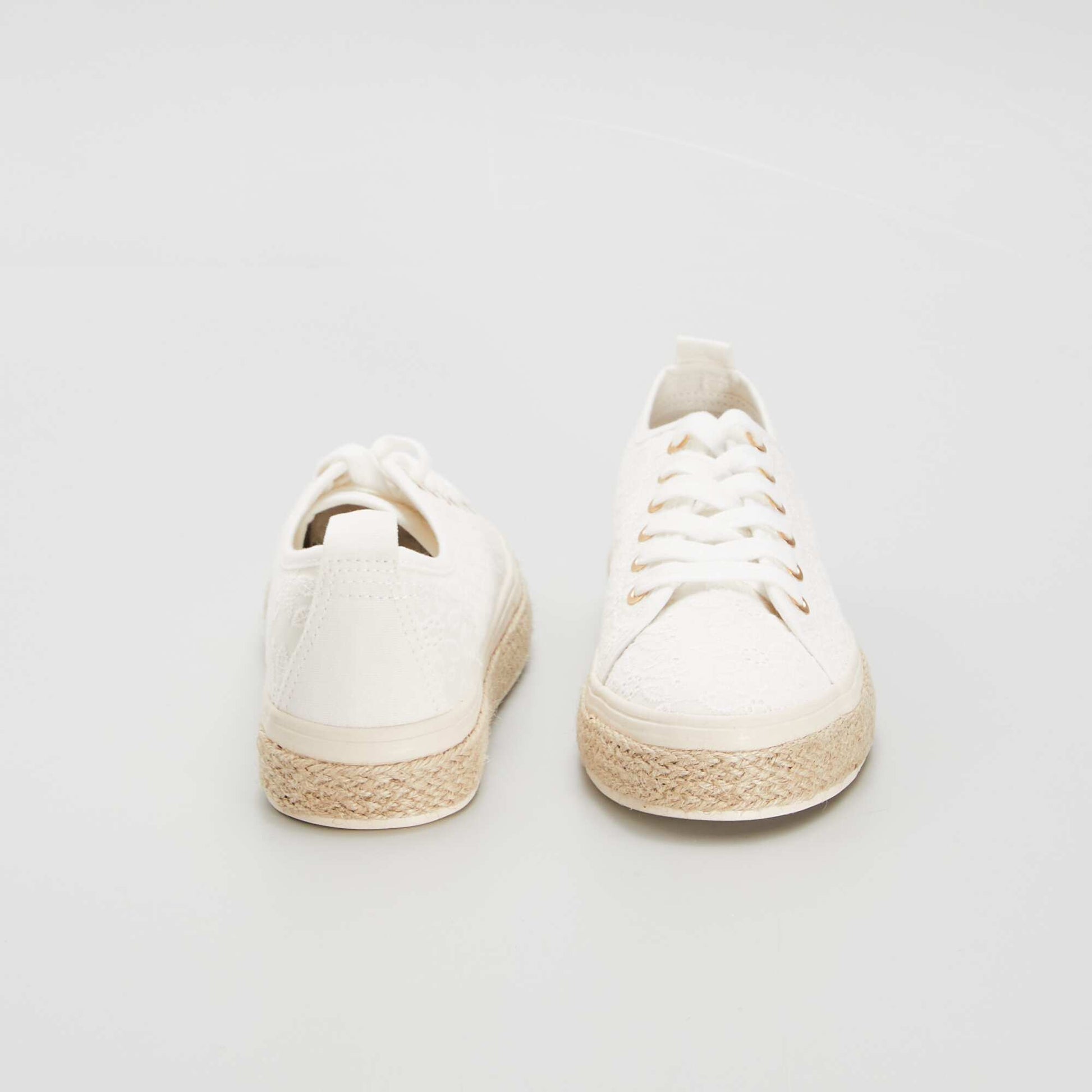 Baskets brodées à corde Blanc cassé