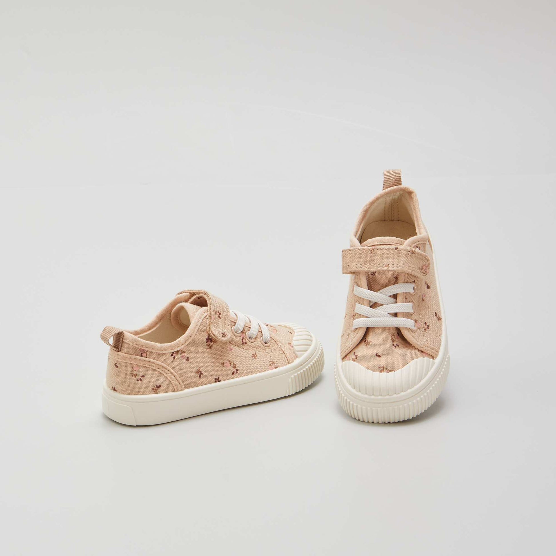 Baskets en toile avec scratchs Fleuri
