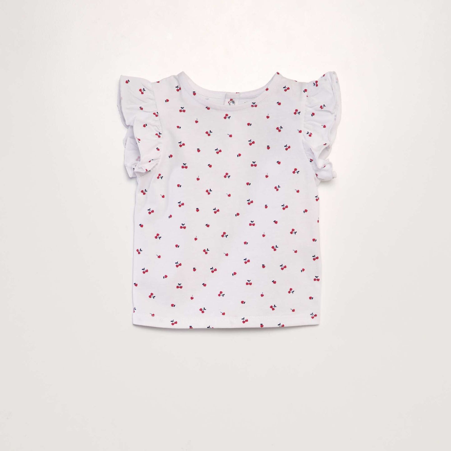 T-shirt   volants Blanc cerise