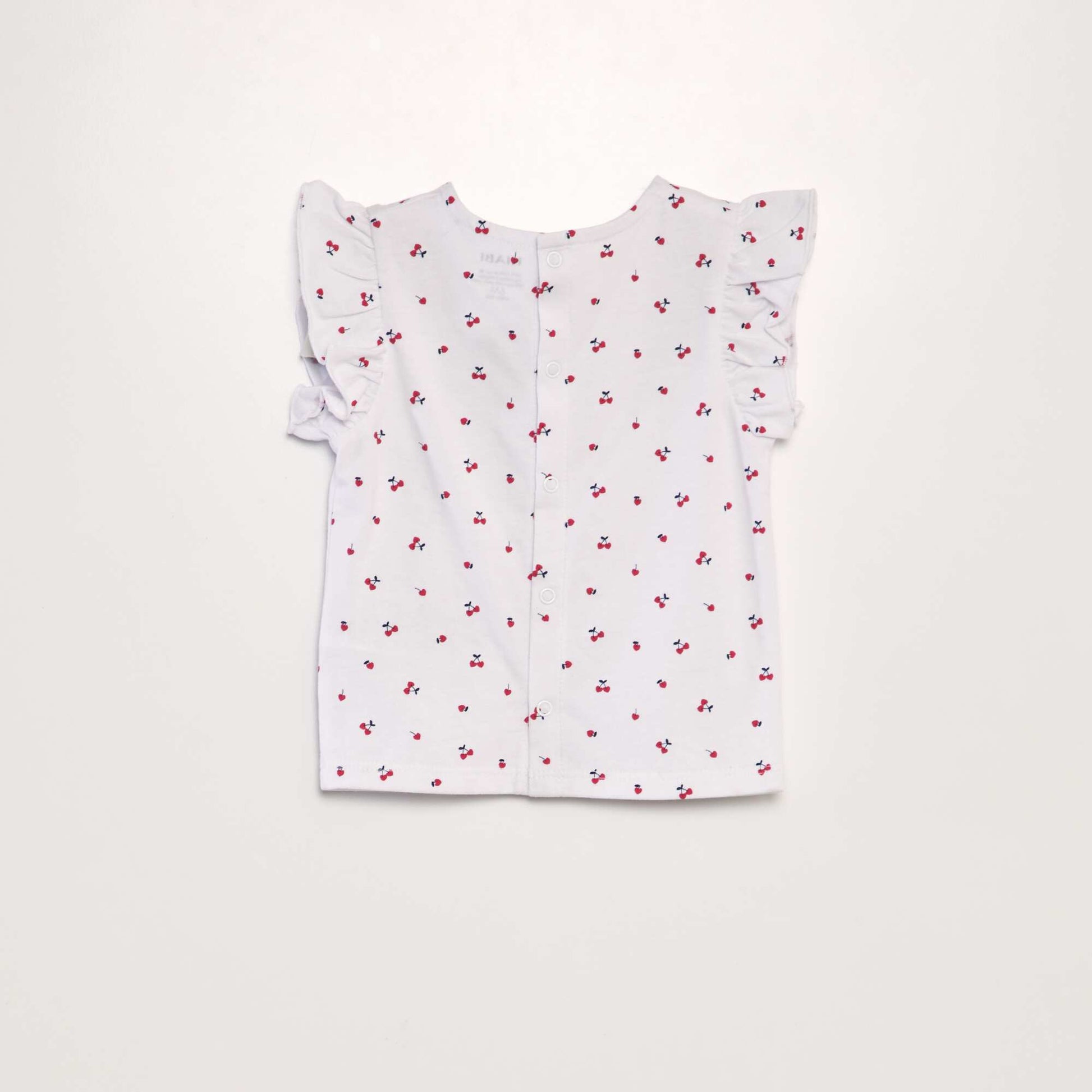 T-shirt volants Blanc cerise