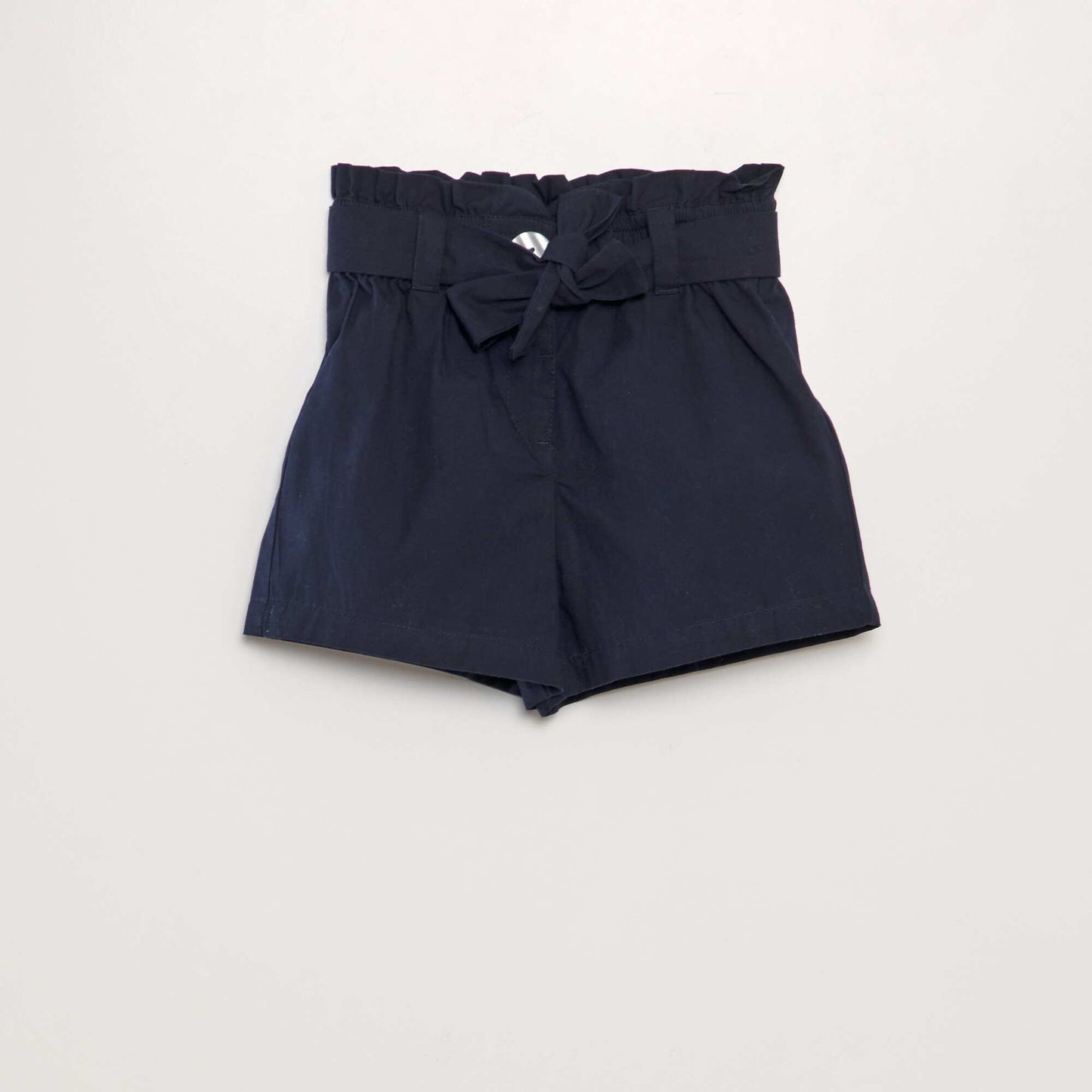 Short ceintur  en popeline Bleu marine