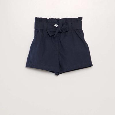 Short ceintur en popeline Bleu marine