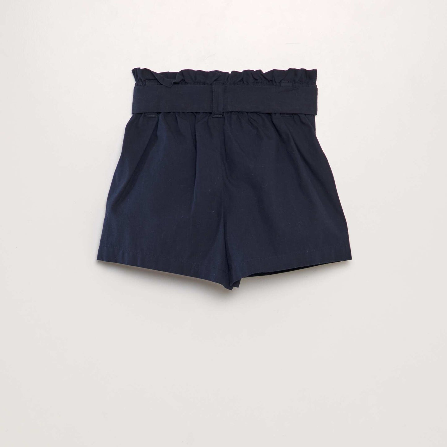 Short ceintur  en popeline Bleu marine