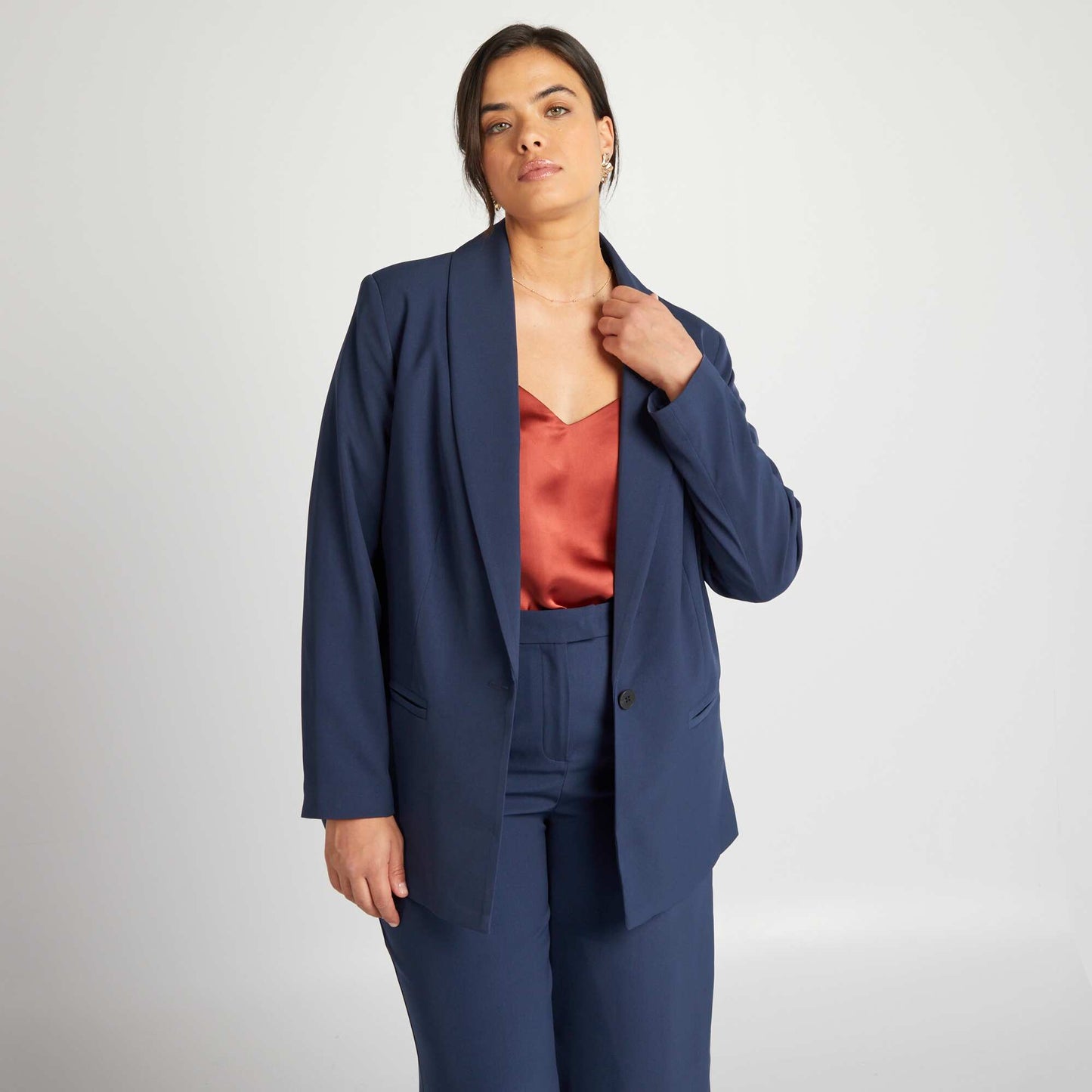 Veste de tailleur mi-longue Bleu marine