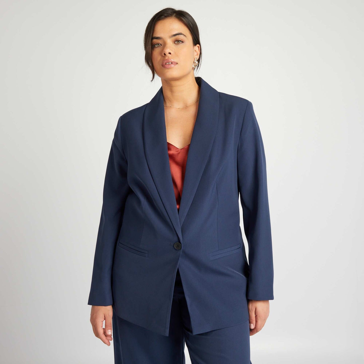 Veste de tailleur mi-longue Bleu marine