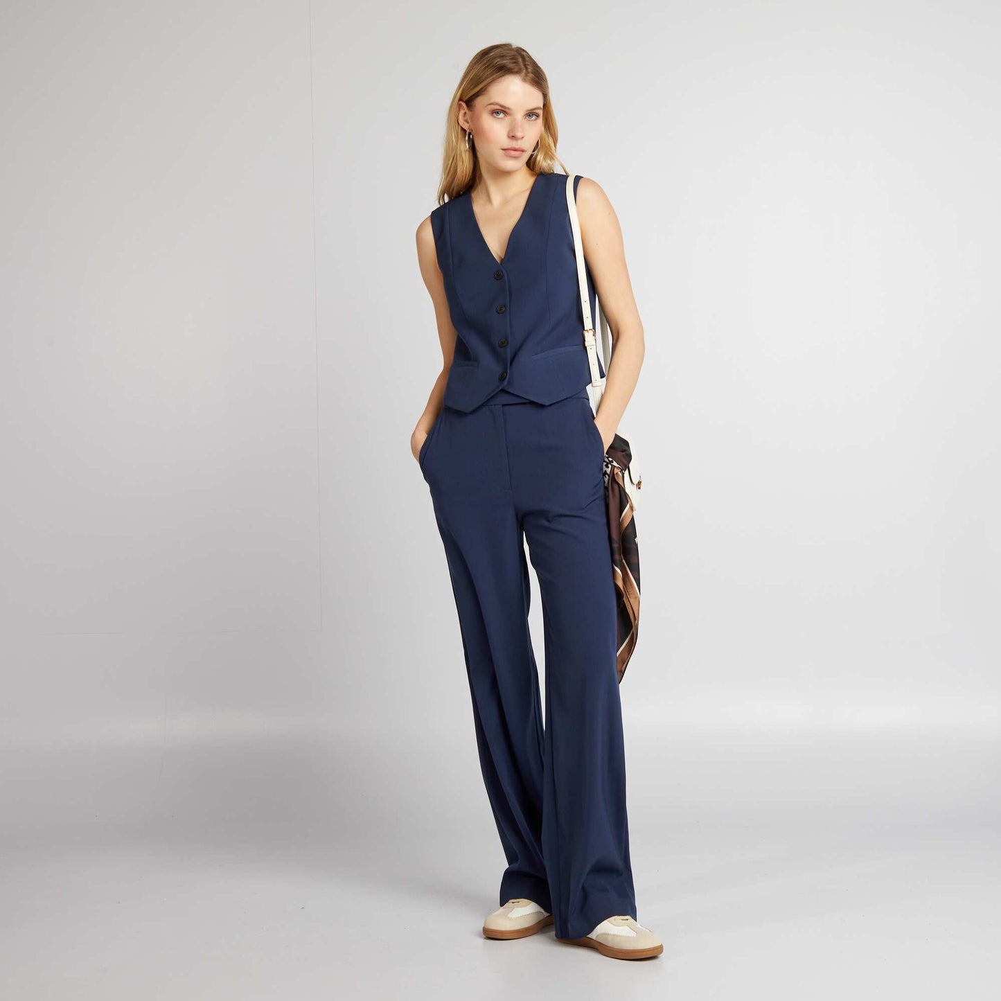 Pantalon de tailleur fluide Bleu marine