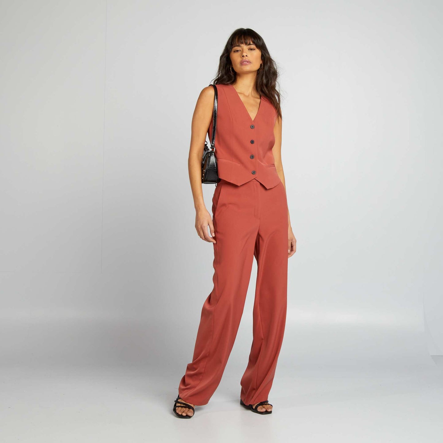 Pantalon de tailleur fluide Brique