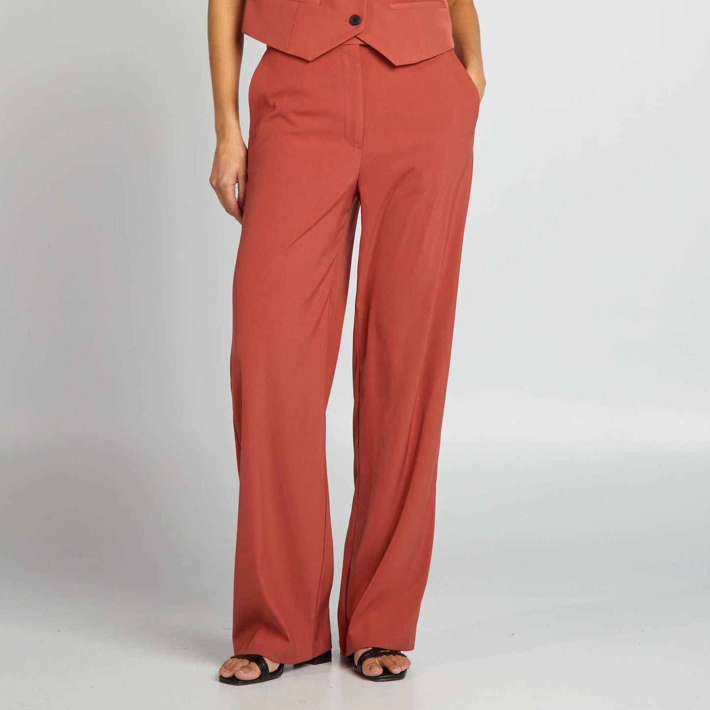 Pantalon de tailleur fluide Brique