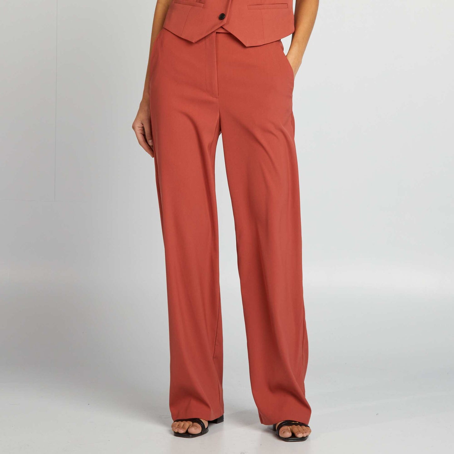 Pantalon de tailleur fluide Brique