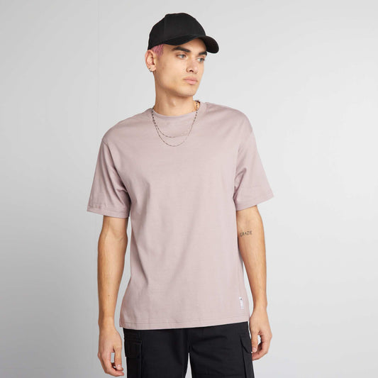 T-shirt col rond en coton Vieux rose