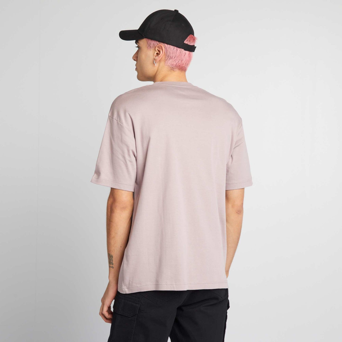 T-shirt col rond en coton Vieux rose