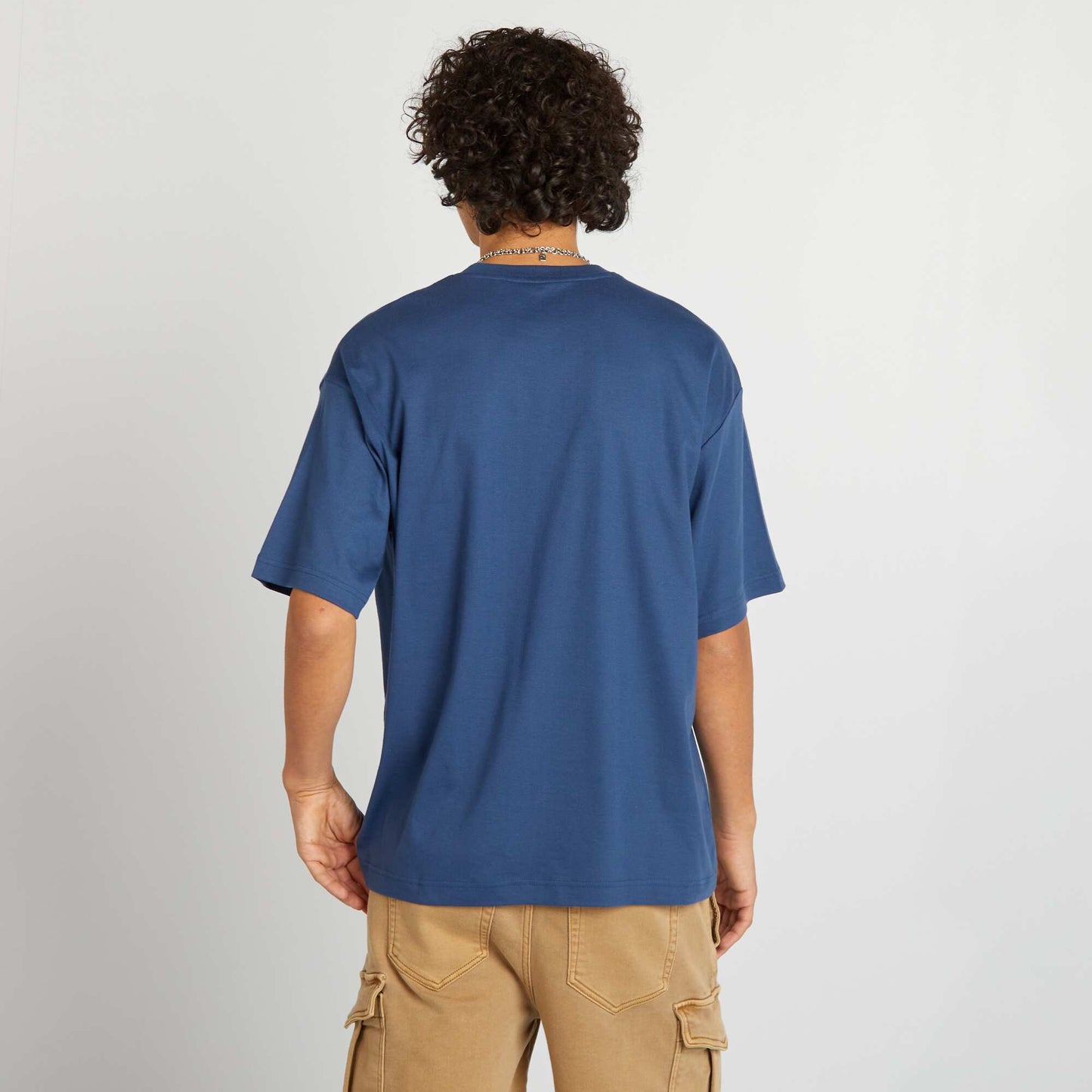 T-shirt col rond en coton BLEU