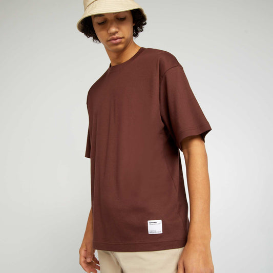 T-shirt col rond en coton MARRON