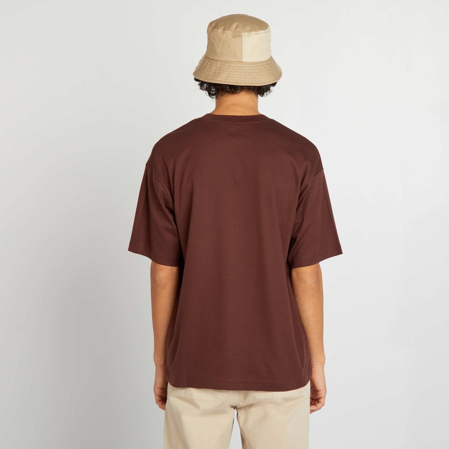 T-shirt col rond en coton MARRON