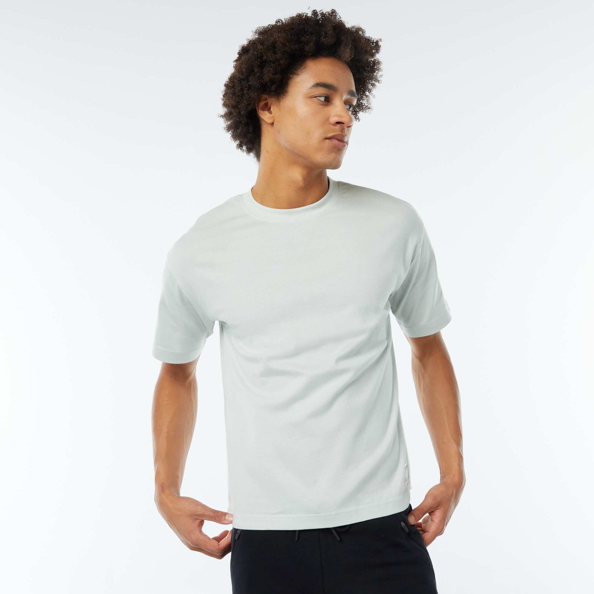 T-shirt col rond en coton BLEU CLAIR