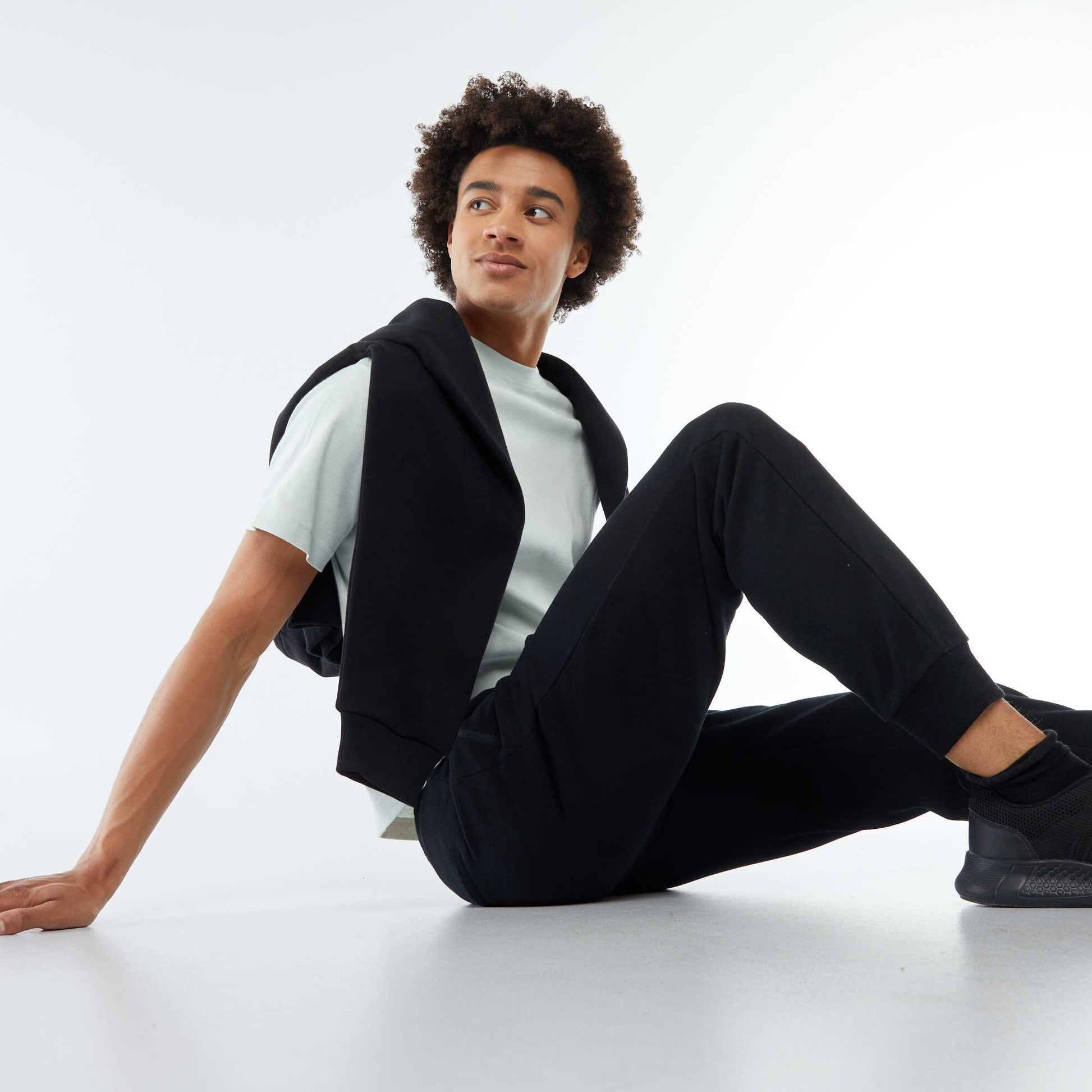 T-shirt col rond en coton BLEU CLAIR