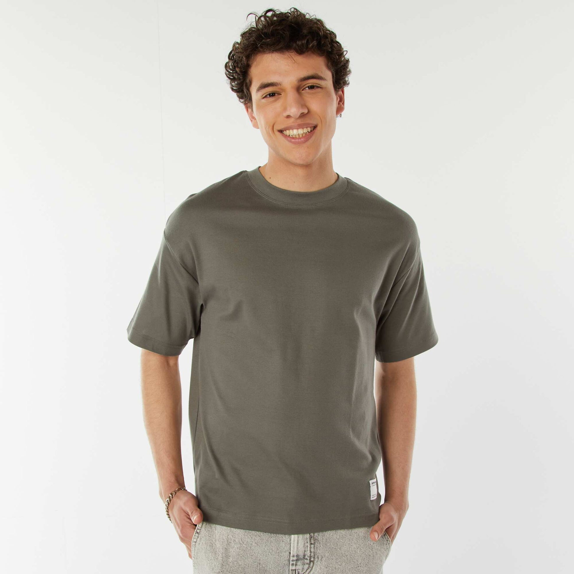T-shirt col rond en coton VERT