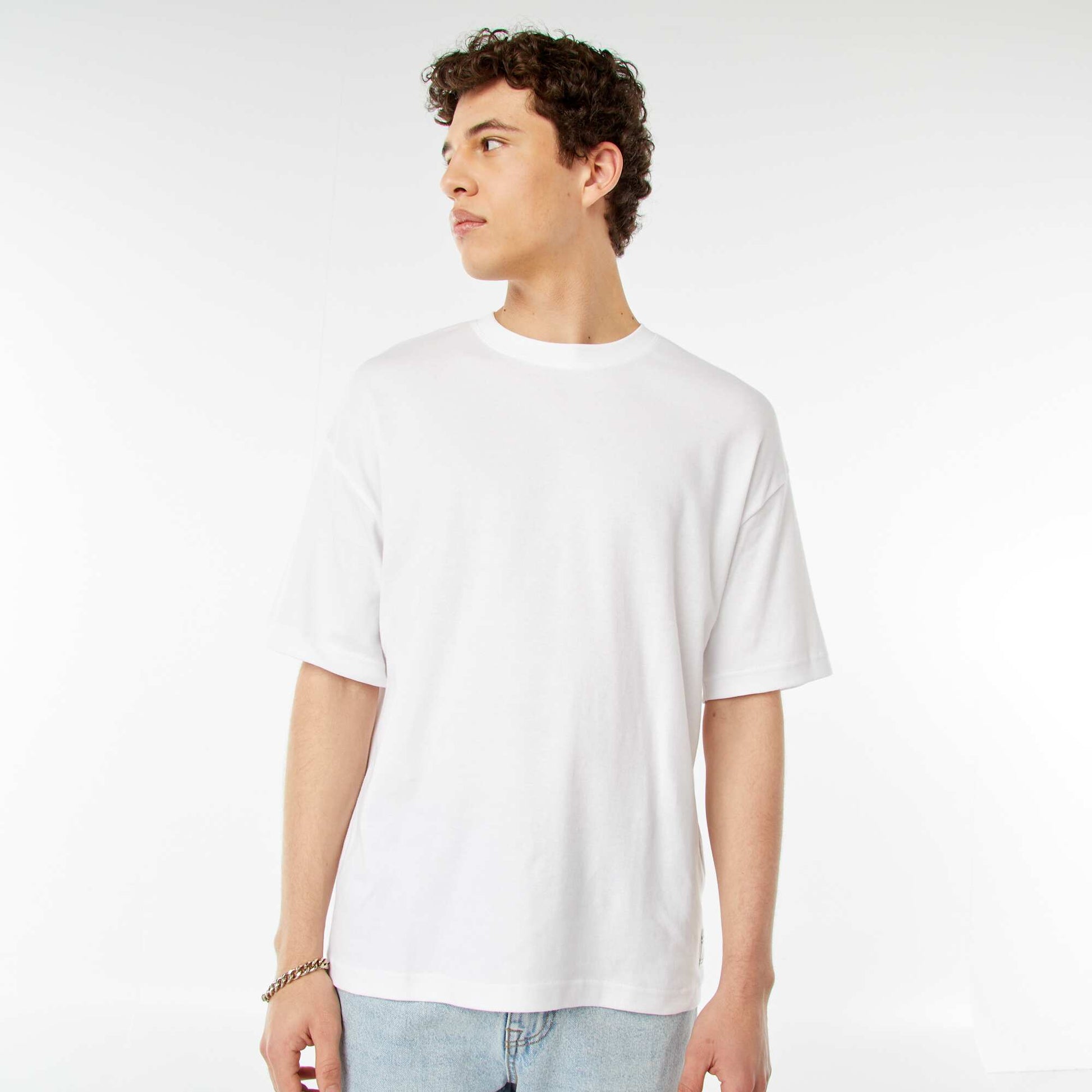 T-shirt col rond en coton BLANC