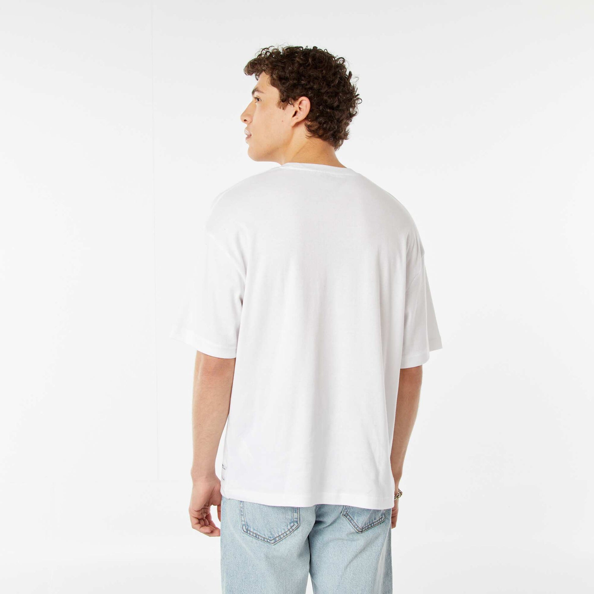 T-shirt col rond en coton BLANC