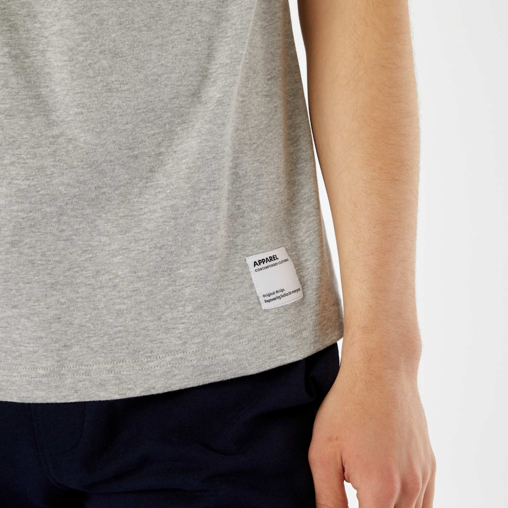 T-shirt col rond en coton GRIS