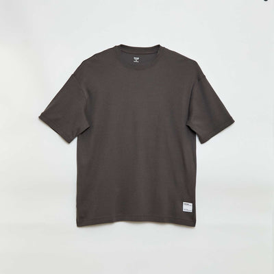 T-shirt col rond en coton GRIS