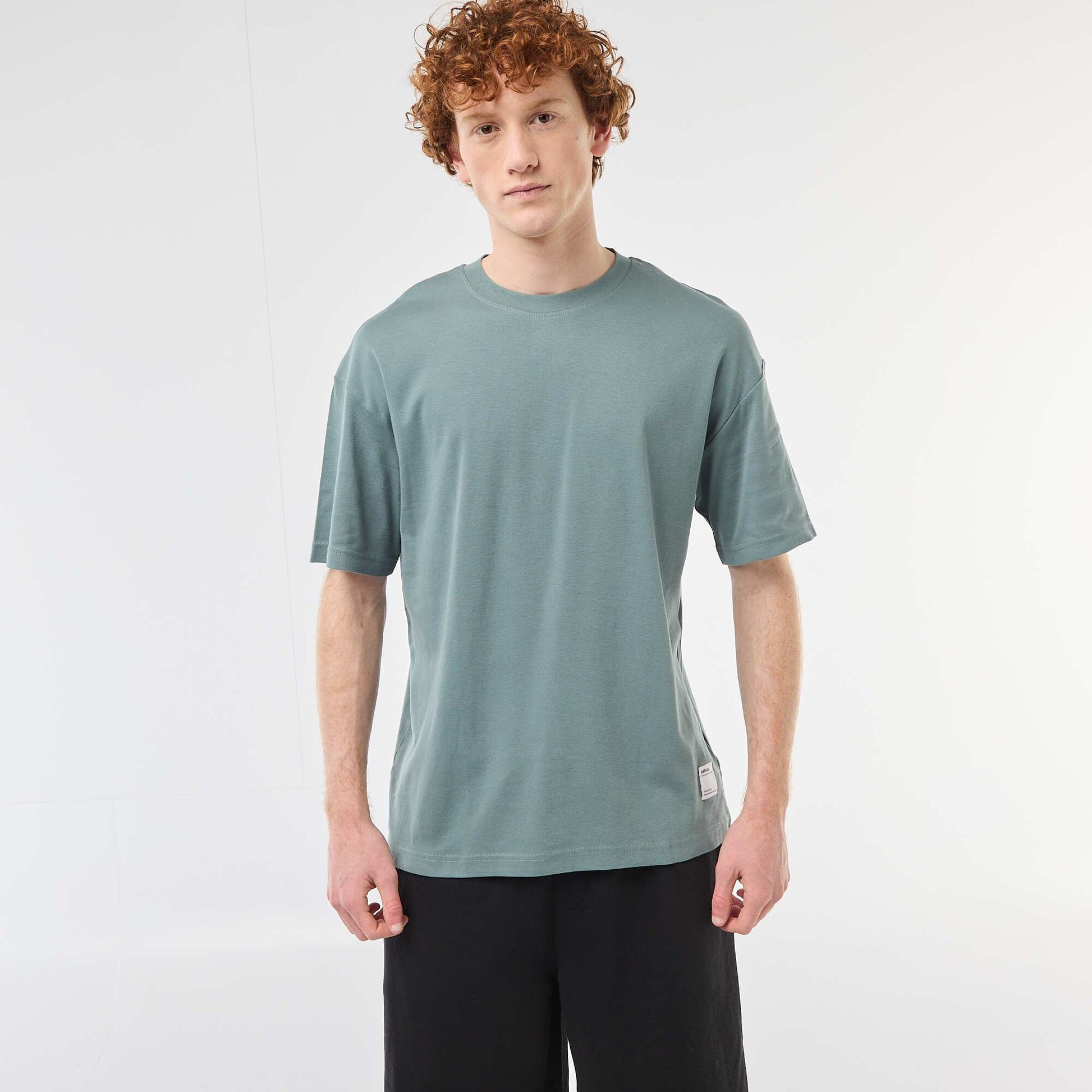 T-shirt col rond en coton BLEU