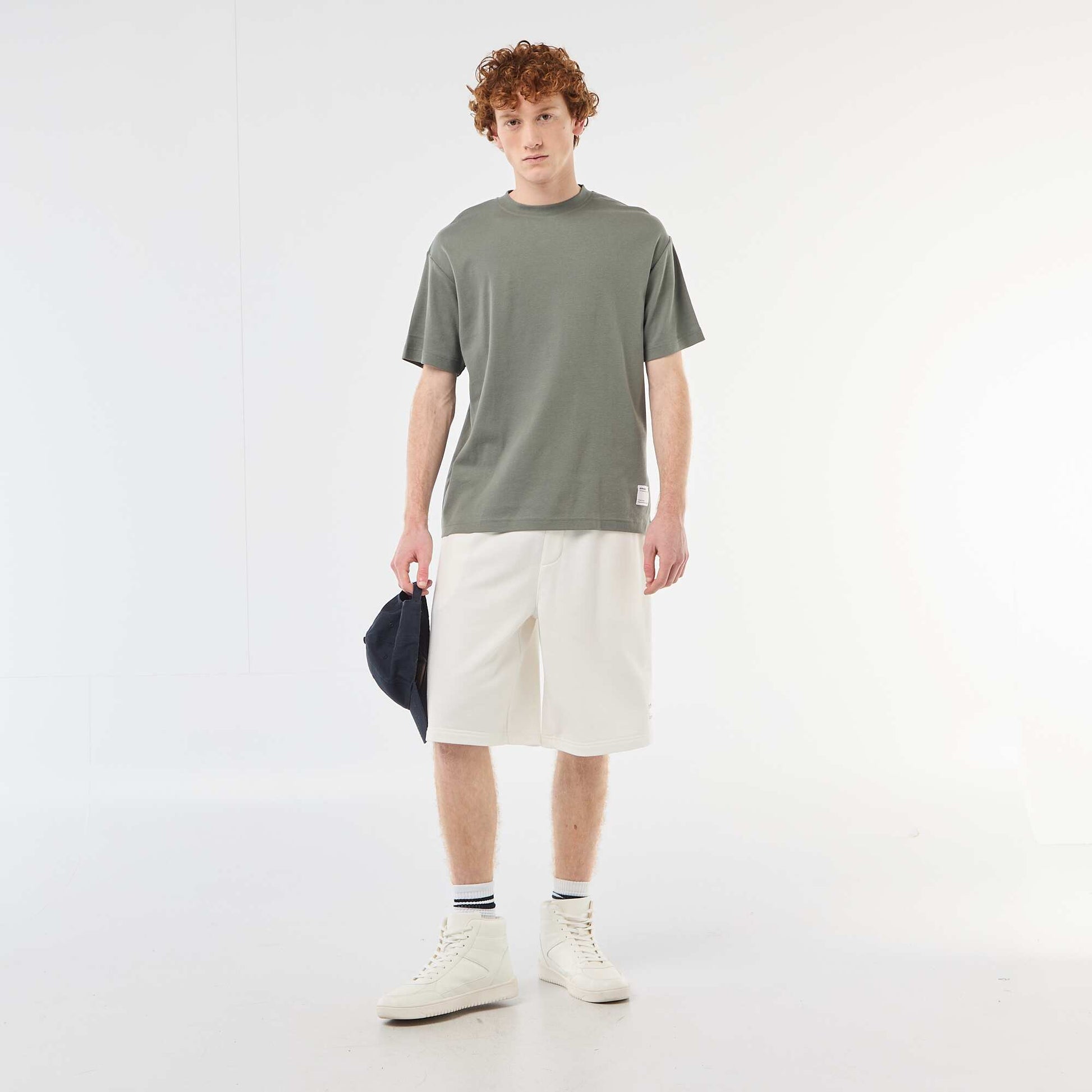 T-shirt col rond en coton KAKI