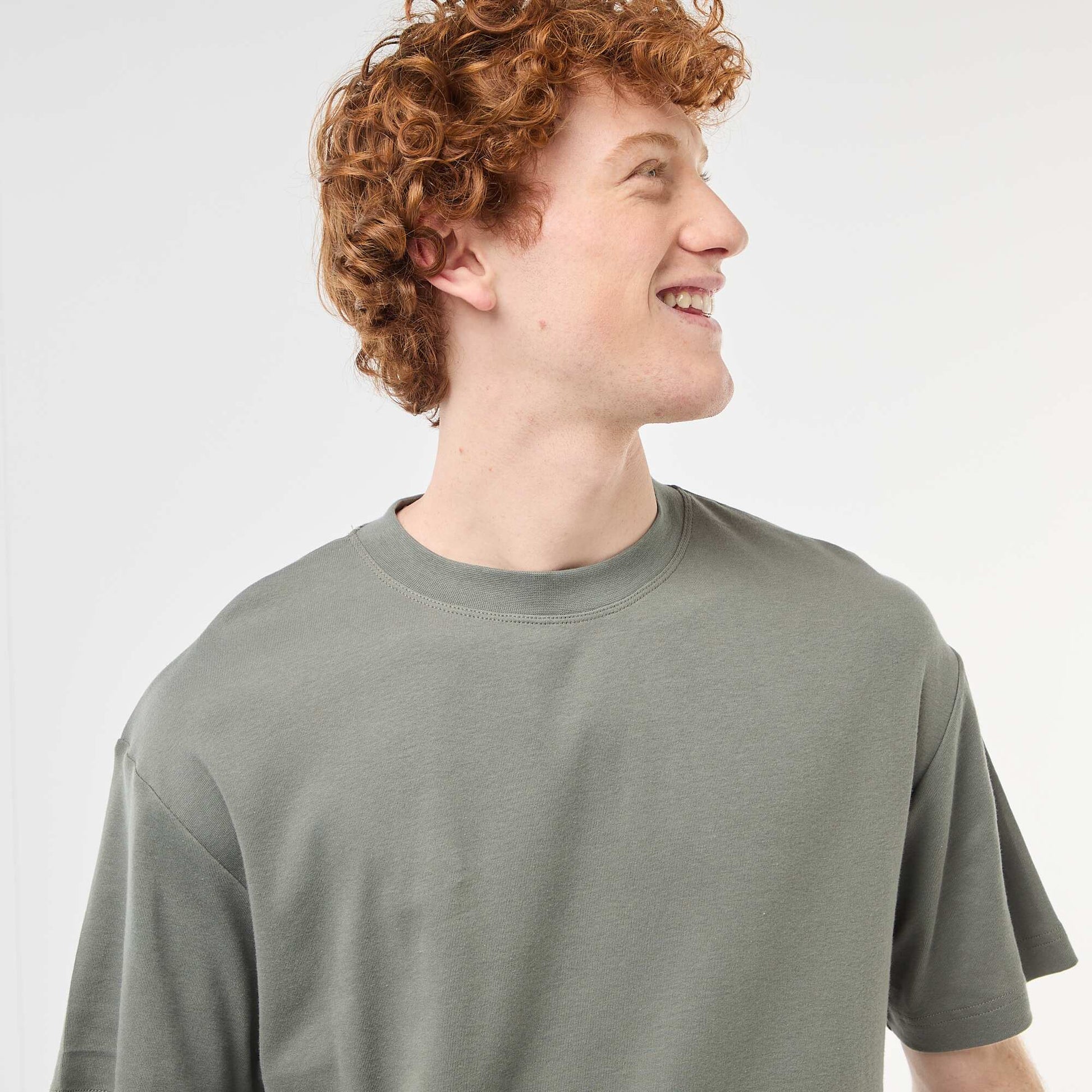 T-shirt col rond en coton KAKI