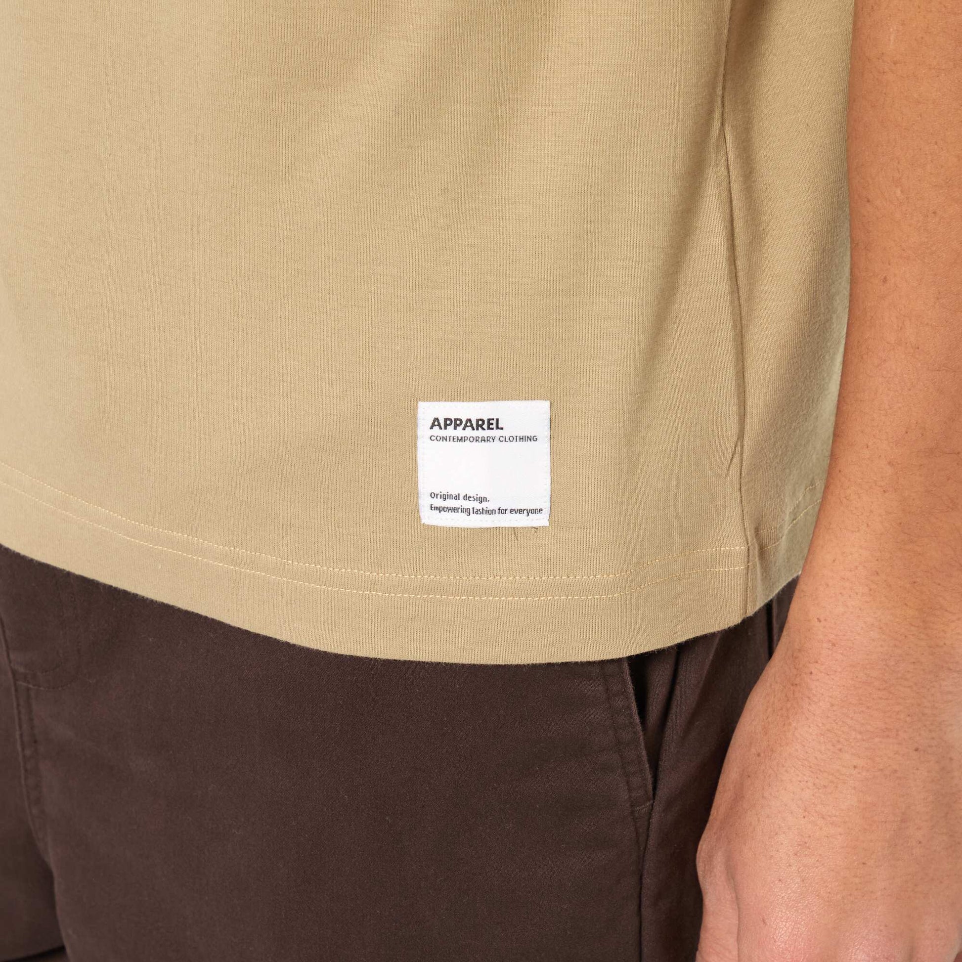 T-shirt col rond en coton BEIGE