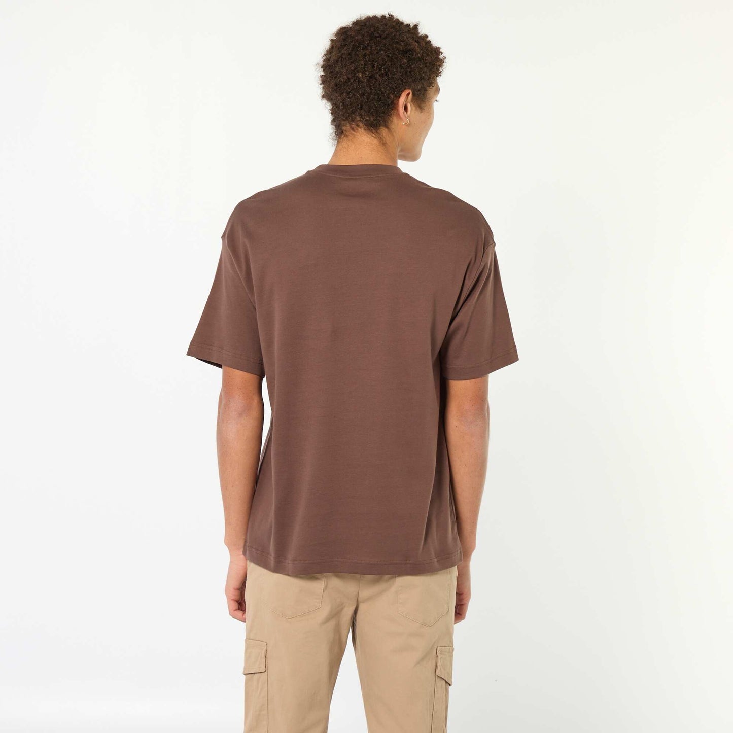 T-shirt col rond en coton MARRON