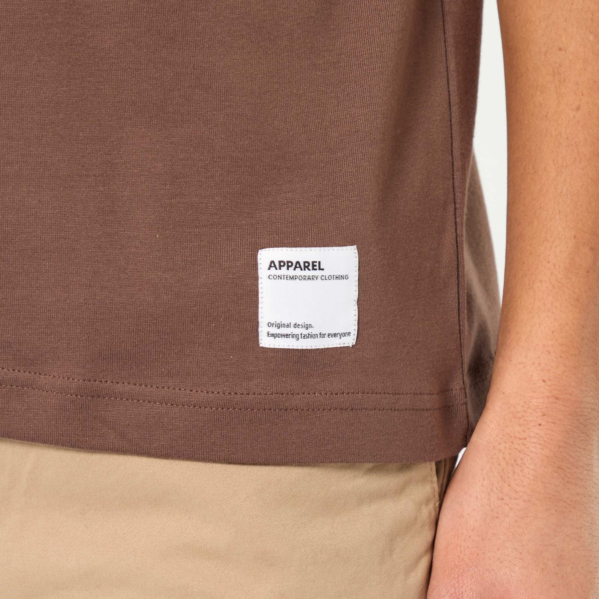T-shirt col rond en coton MARRON
