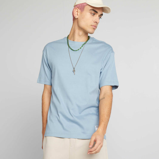 T-shirt col rond en coton Bleu