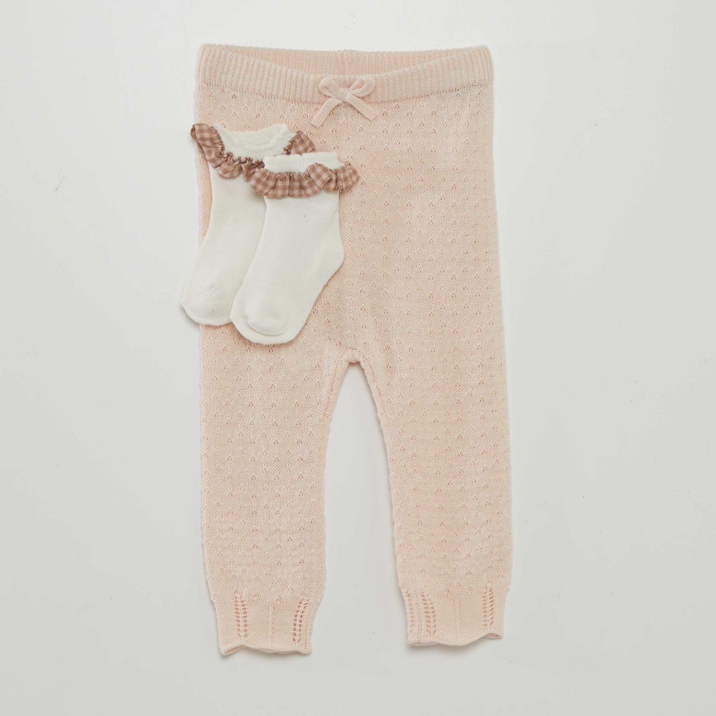 Ensemble legging en tricot + chaussettes Rose clair