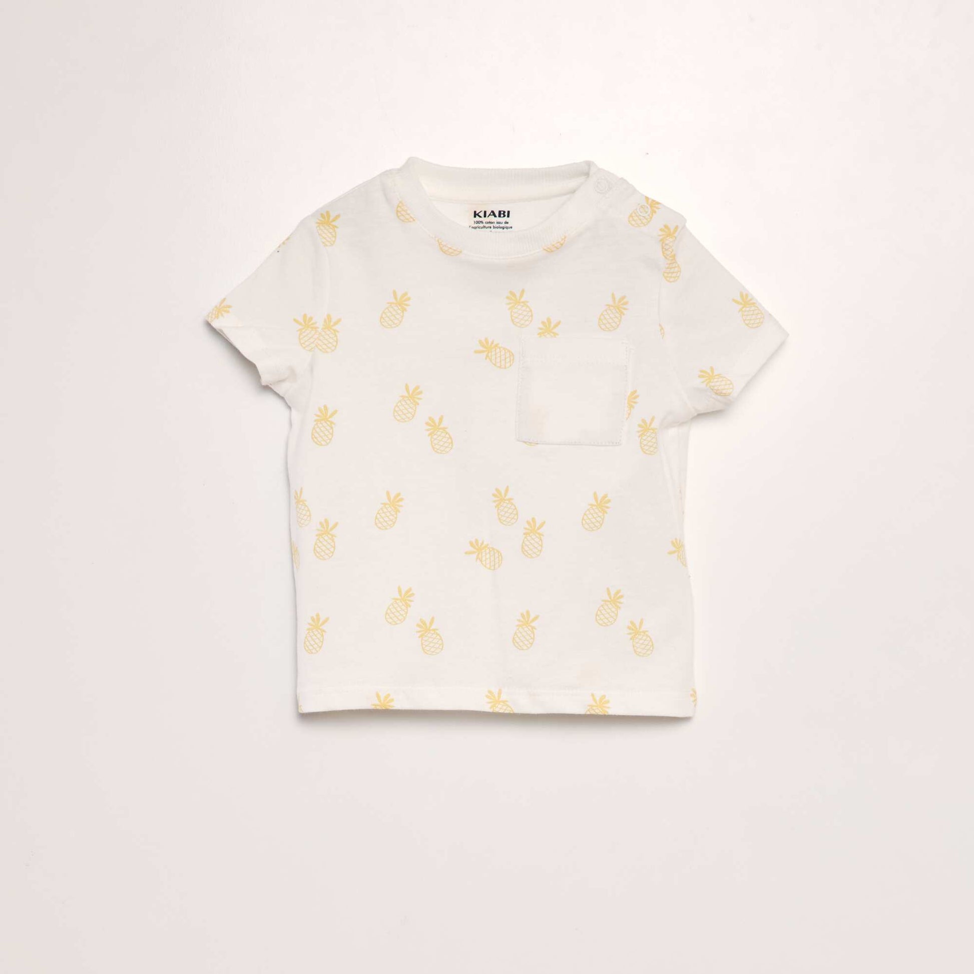 T-shirt imprim poche Blanc pine