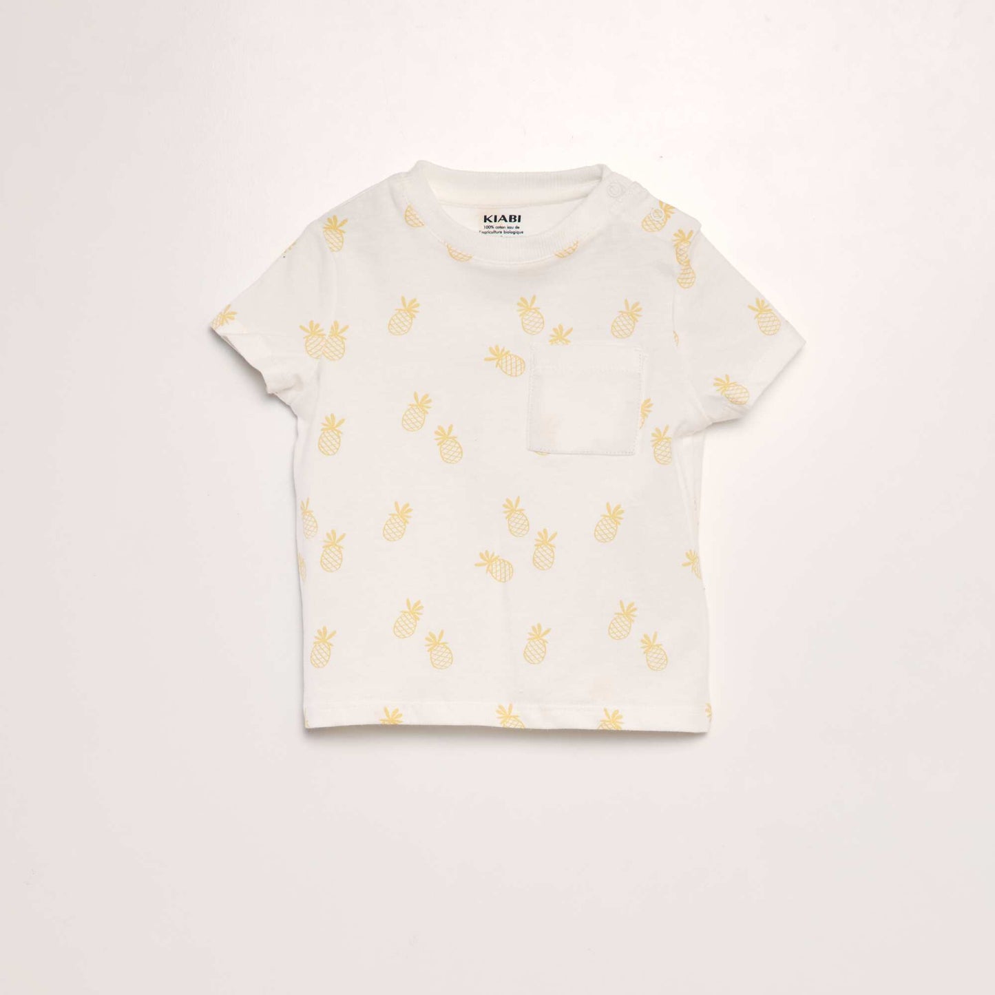 T-shirt imprim    poche Blanc pine